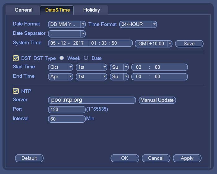 Cctv camera time hot sale setting